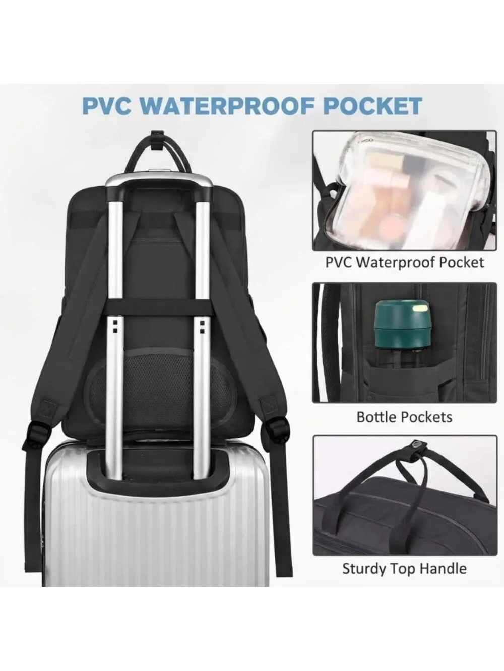 Stylish Travel Backpack for Women, TSA-Friendly Laptop Compartment, Black